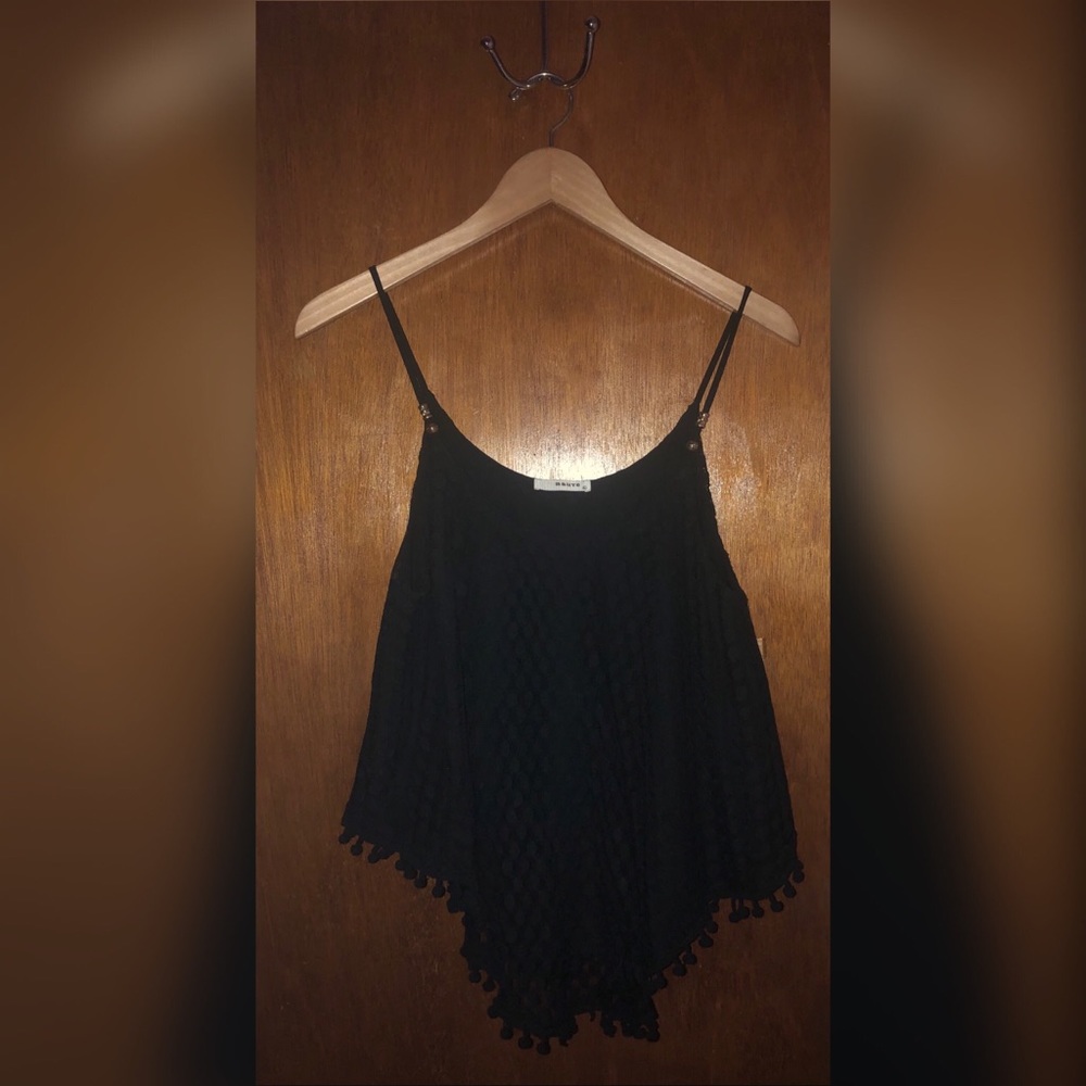 Black spaghetti-strapped top